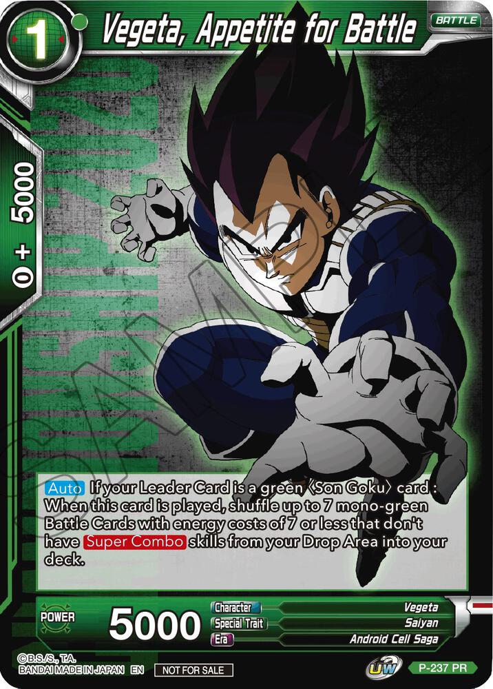 Vegeta Appetite for Battle P-237 Promotion Cards Dragonball Super card