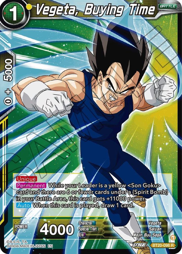 Vegeta Buying Time BT20-098 Power Absorbed Dragonball Super card