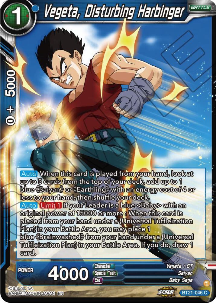 Vegeta Disturbing Harbinger BT21-046 Wild Resurgence Dragonball Super card