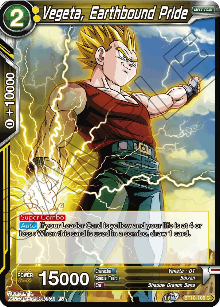 Vegeta Earthbound Pride Foil BT10-106 Rise of the Unison Warrior Dragonball Super card