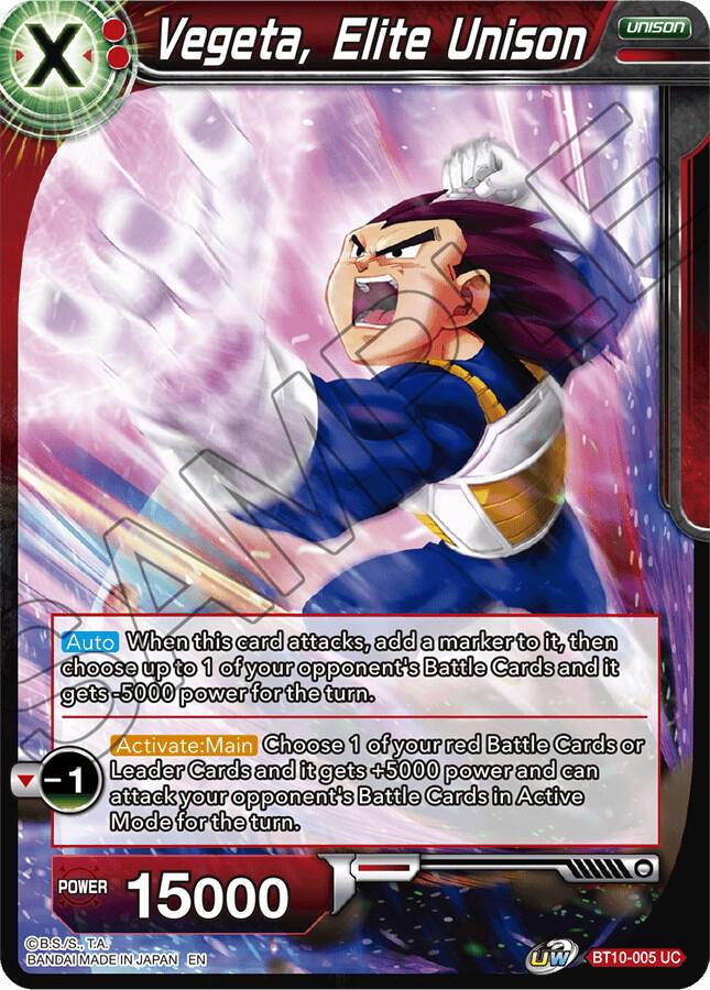 Vegeta Elite Unison BT10-005 Rise of the Unison Warrior Dragonball Super card