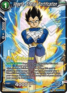 Vegeta Energy Fortification BT13-040 Supreme Rivalry Pre-Release Cards Dragonball Super card