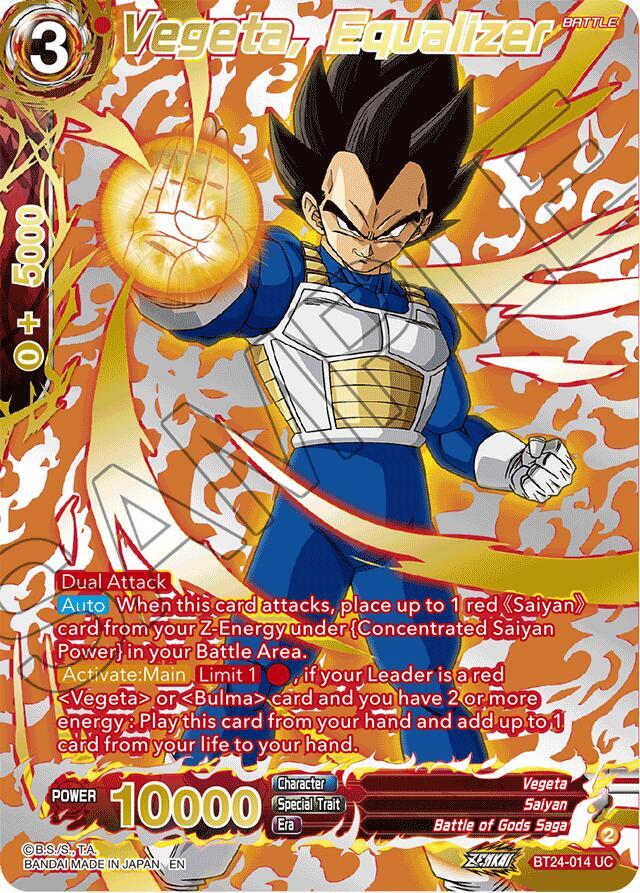 Vegeta Equalizer Collector Booster Gold BT24-014 Beyond Generations Dragonball Super card
