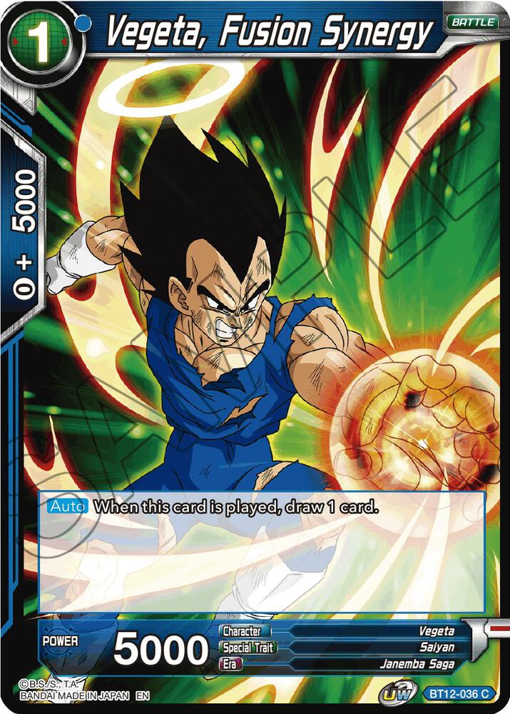 Vegeta Fusion Synergy Foil BT12-036 Vicious Rejuvenation Dragonball Super card
