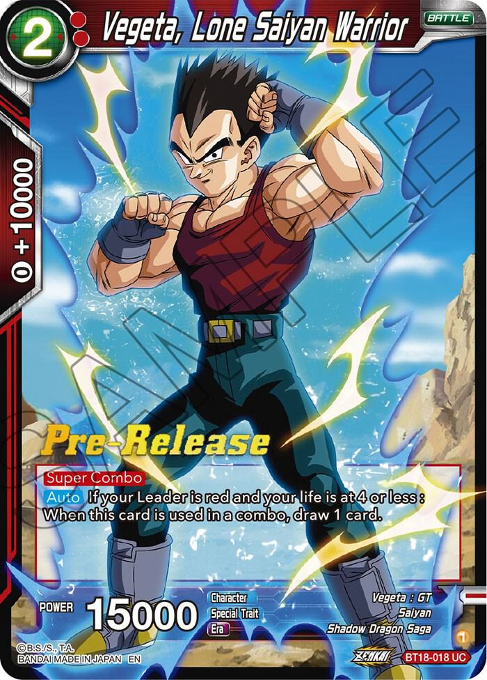 Vegeta Lone Saiyan Warrior BT18-018 Dawn of the Z-Legends Pre-Release Cards Dragonball Super card