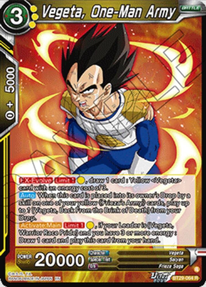 Vegeta One Man Army BT29-064 Fearsome Rivals Dragonball Super card