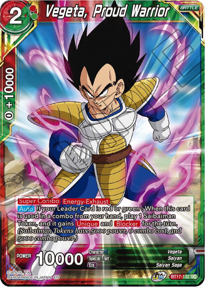 Vegeta Proud Warrior BT17-132 Ultimate Squad Dragonball Super card