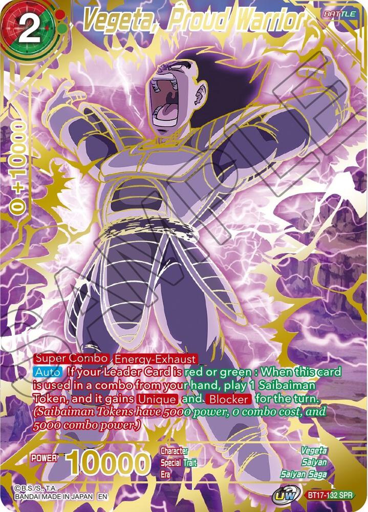 Vegeta Proud Warrior SPR BT17-132 Ultimate Squad Dragonball Super card