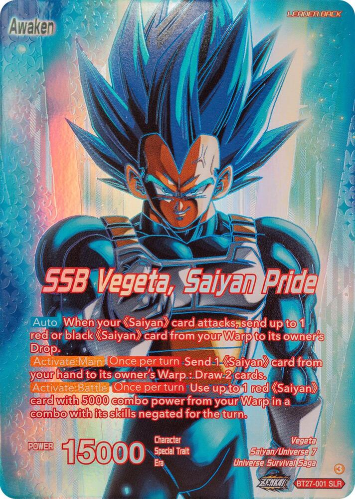 Vegeta SSB Vegeta Saiyan Pride SLR BT27-001 History of Z Dragonball Super card