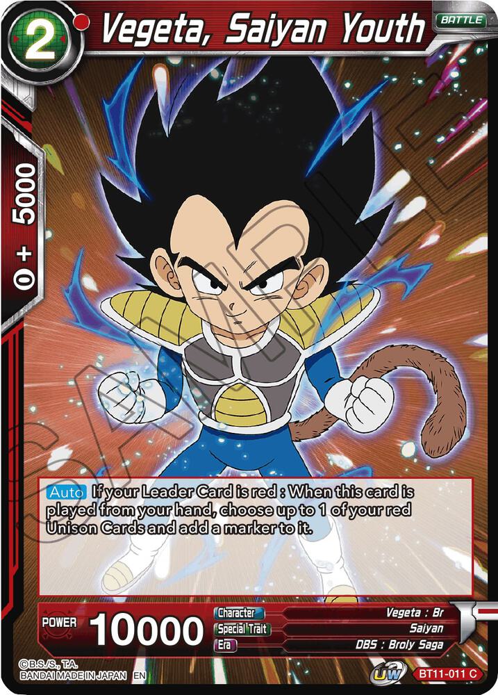 Vegeta Saiyan Youth Foil BT11-011 Vermilion Bloodline Dragonball Super card