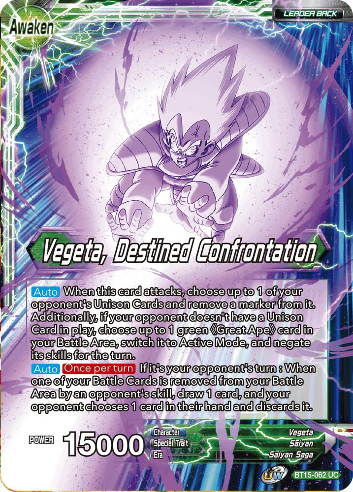 Vegeta Vegeta Destined Confrontation Foil BT15-062 Saiyan Showdown Dragonball Super card