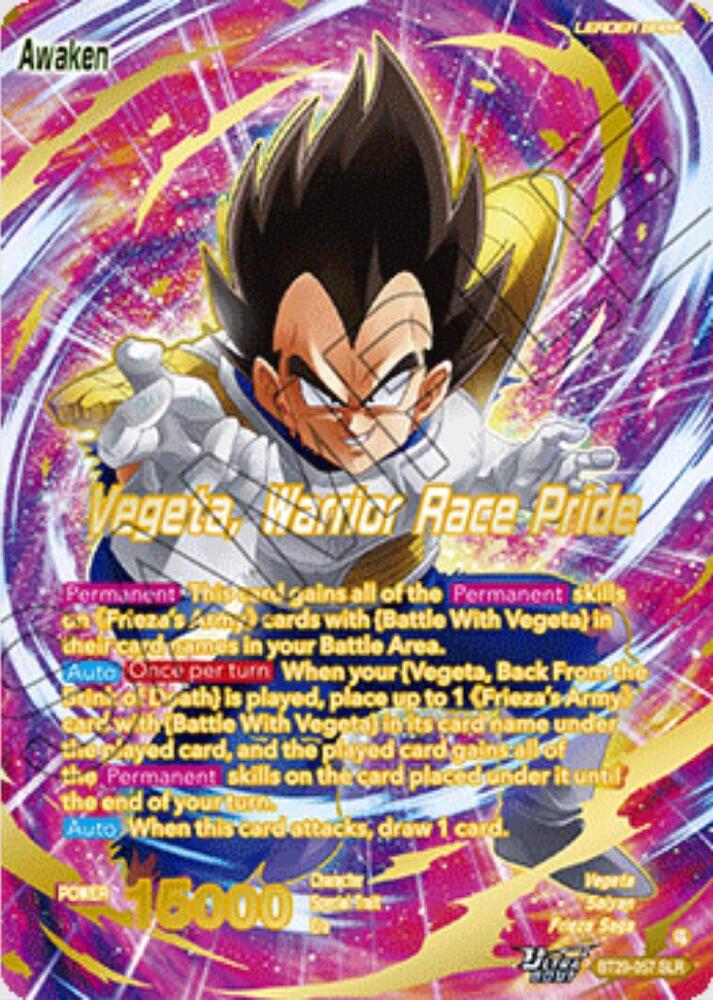 Vegeta Vegeta Warrior Race Pride SLR BT29-057 Fearsome Rivals Dragonball Super card