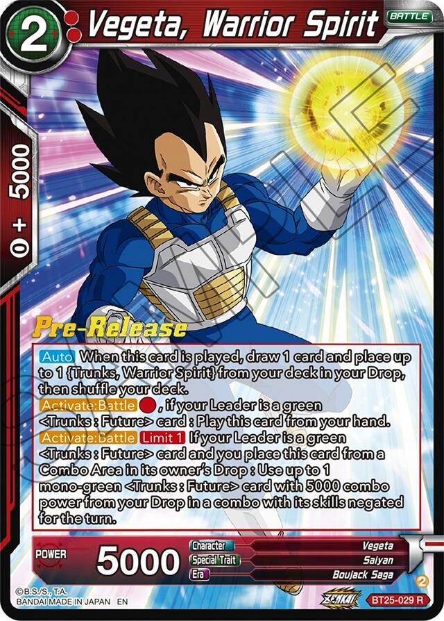 Vegeta Warrior Spirit BT25-029 Legend of the Dragon Balls Pre-Release Cards Dragonball Super card