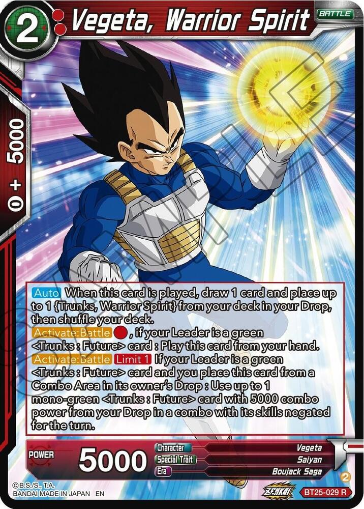 Vegeta Warrior Spirit BT25-029 Legend of the Dragon Balls Dragonball Super card