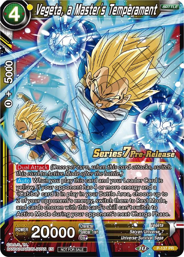 Vegeta a Masters Temperament Alt Art P-137 Promotion Cards Dragonball Super card