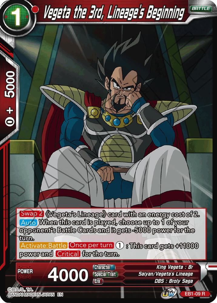 Vegeta the 3rd Lineages Beginning Foil EB1-09 Battle Evolution Booster Dragonball Super card