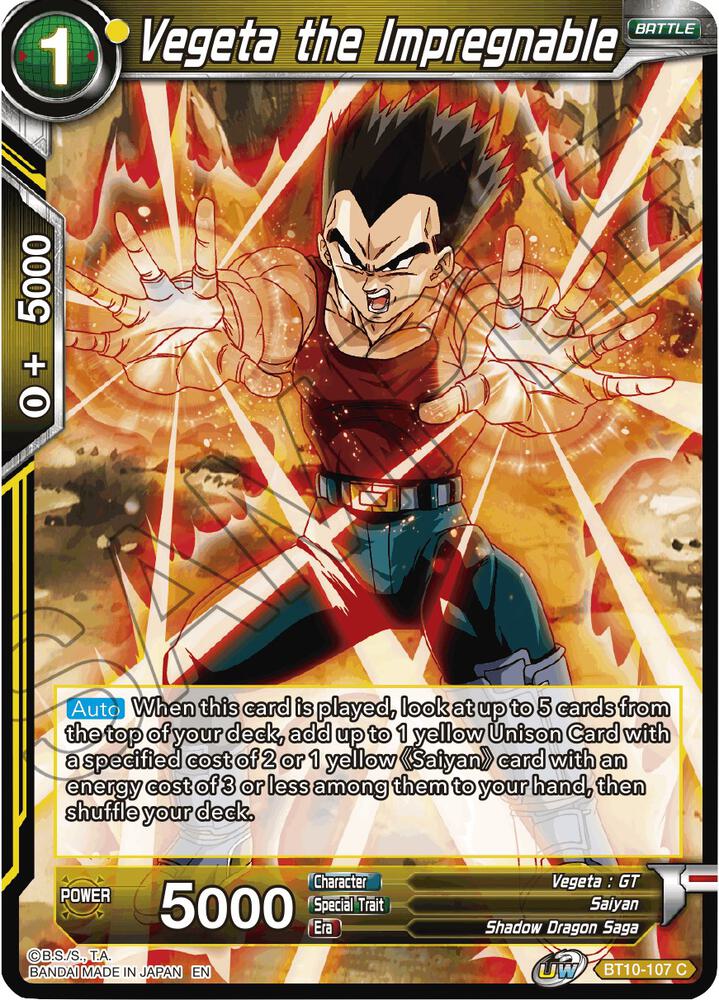 Vegeta the Impregnable Foil BT10-107 Rise of the Unison Warrior Dragonball Super card