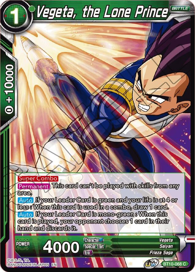 Vegeta the Lone Prince Foil BT10-068 Rise of the Unison Warrior Dragonball Super card