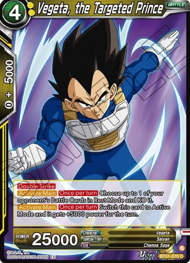 Vegeta the Targeted Prince BT31-070 Impact Beyond Dimensions Dragonball Super card