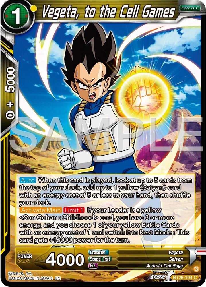 Vegeta to the Cell Games BT26-104 Ultimate Advent Dragonball Super card