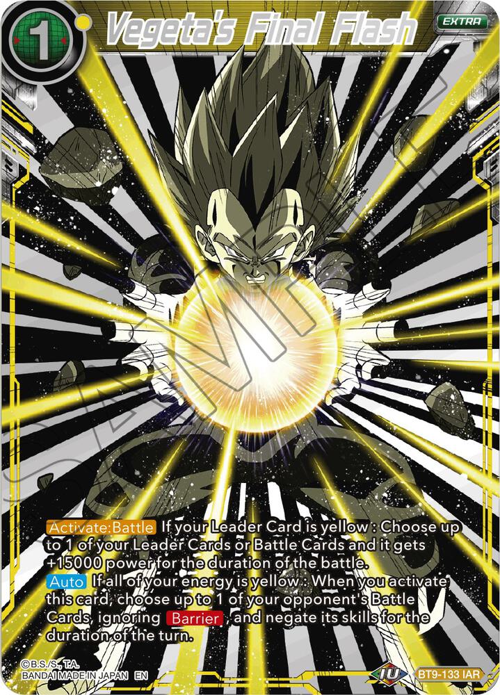 Vegetas Final Flash BT9-133 Universal Onslaught Dragonball Super card