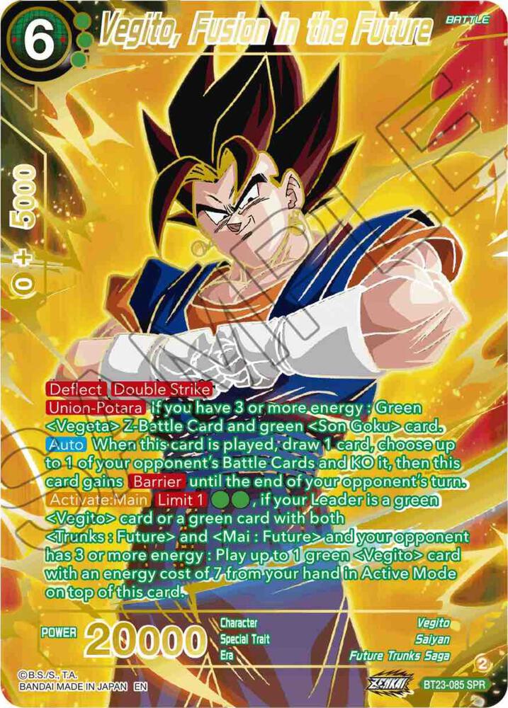 Vegito Fusion in the Future SPR BT23-085 Perfect Combination Dragonball Super card
