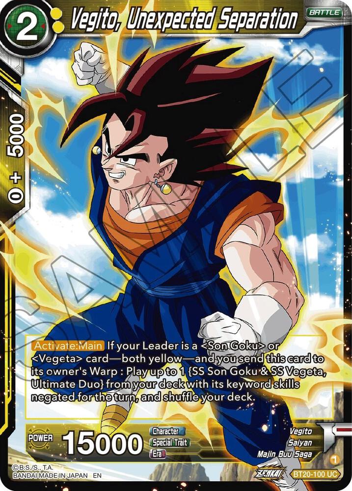 Vegito Unexpected Separation Foil BT20-100 Power Absorbed Dragonball Super card