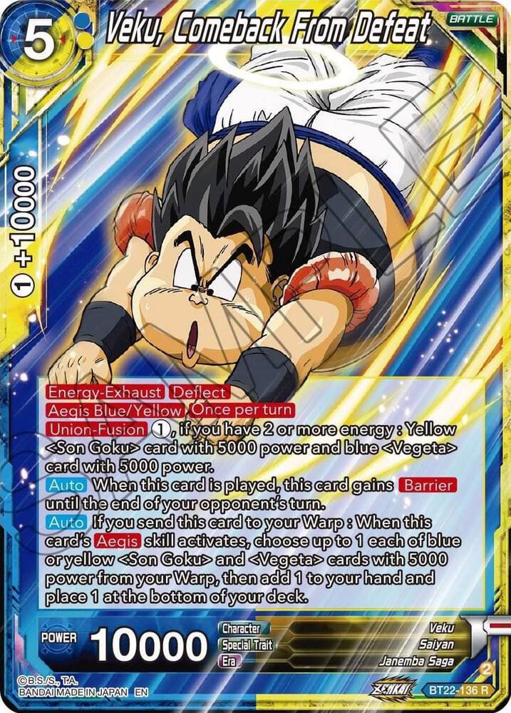 Veku Comeback From Defeat BT22-136 Critical Blow Dragonball Super card