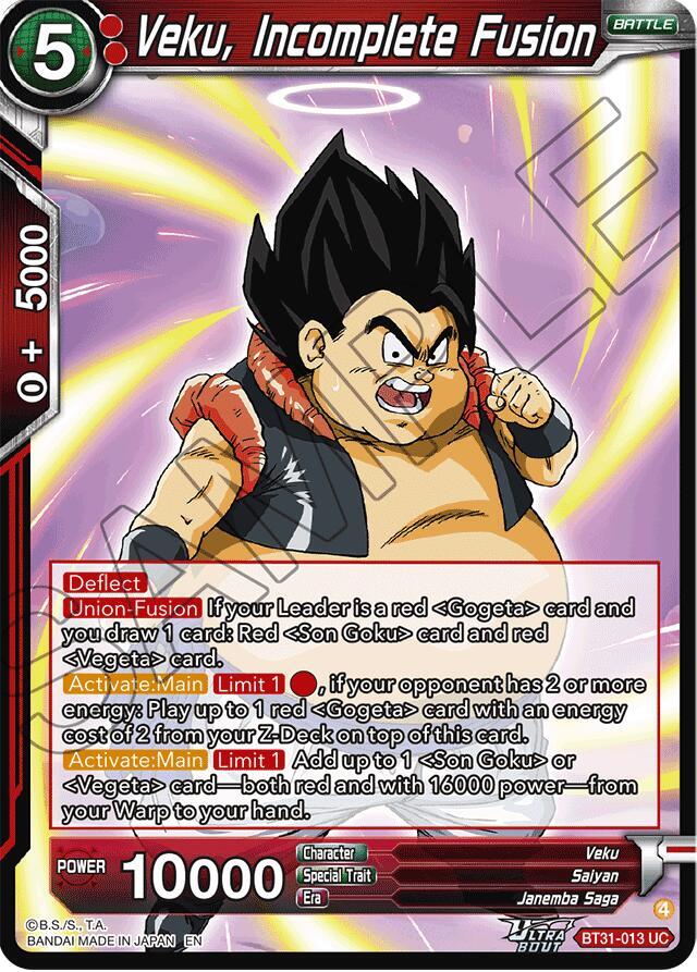 Veku Incomplete Fusion BT31-013 Impact Beyond Dimensions Dragonball Super card
