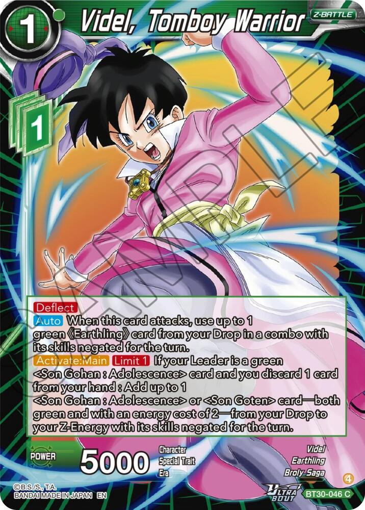 Videl Tomboy Warrior BT30-046 Three Glorious Fighters Dragonball Super card