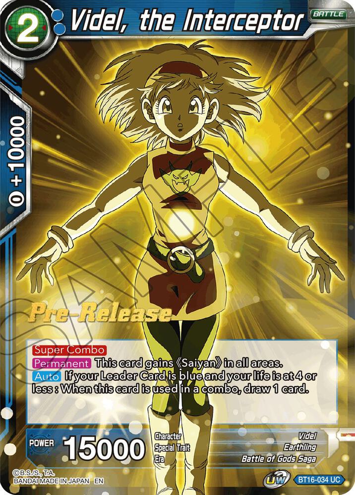 Videl the Interceptor BT16-034 Realm of the Gods Pre-Release Cards Dragonball Super card