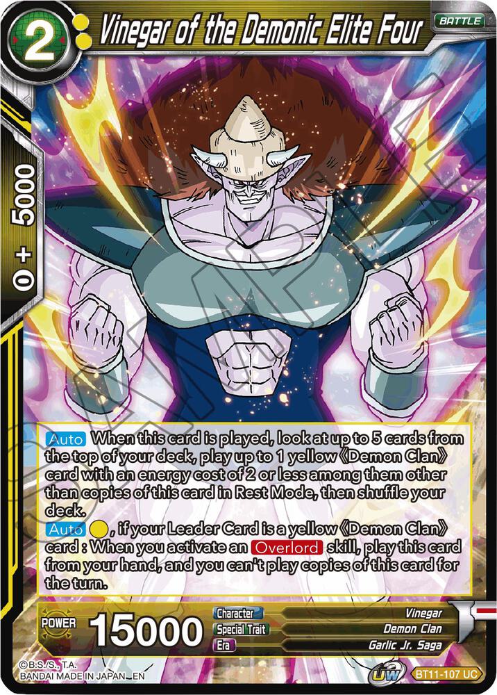 Vinegar of the Demonic Elite Four Foil BT11-107 Vermilion Bloodline Dragonball Super card