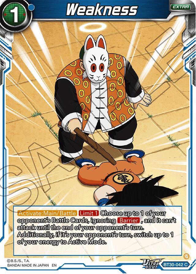 Weakness BT30-042 Three Glorious Fighters Dragonball Super card