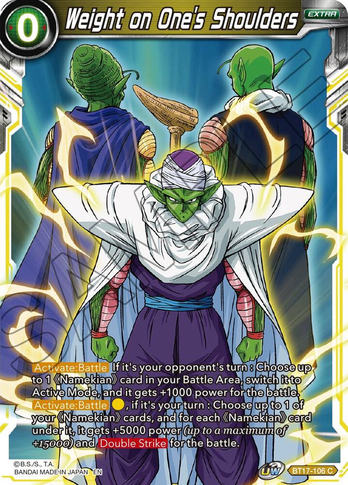 Weight on Ones Shoulders Foil BT17-106 Ultimate Squad Dragonball Super card