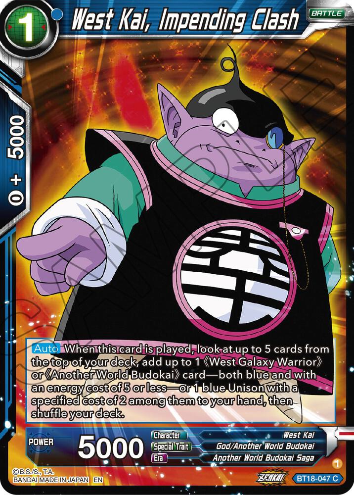 West Kai Impending Clash Foil BT18-047 Dawn of the Z-Legends Dragonball Super card