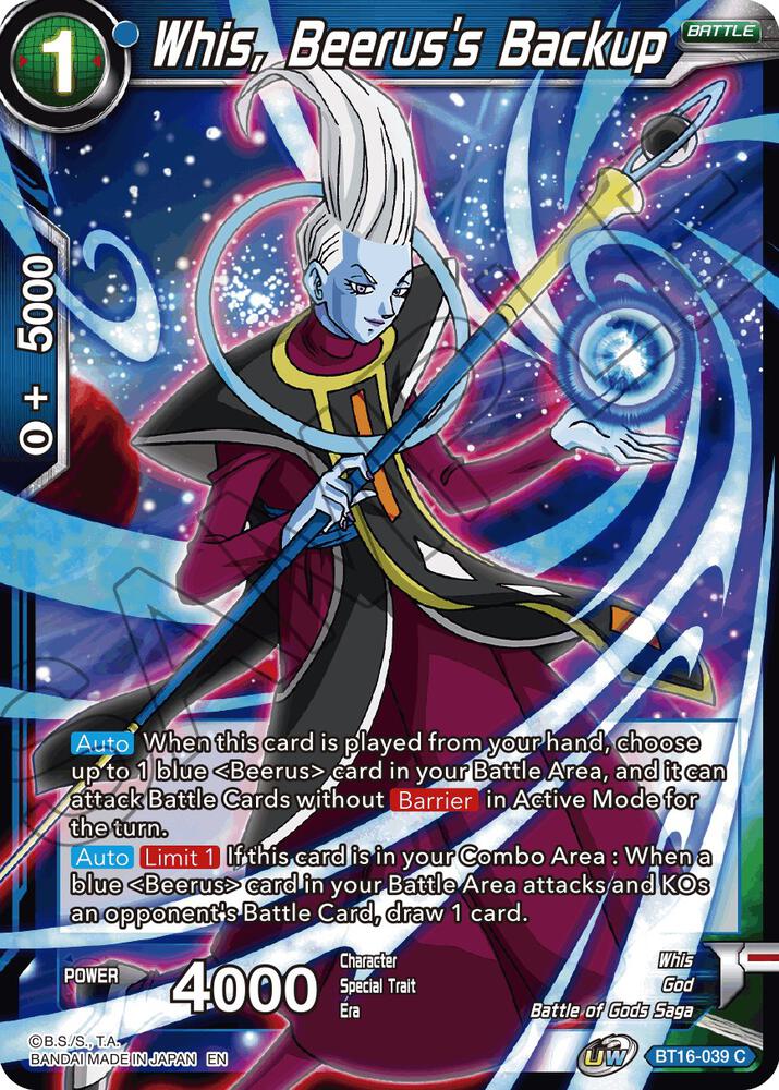 Whis Beeruss Backup BT16-039 Realm of the Gods Dragonball Super card