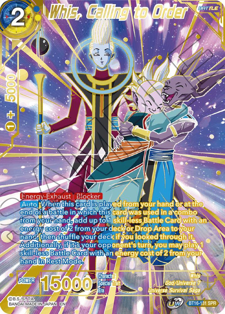 Whis Calling to Order SPR BT16-131 Realm of the Gods Dragonball Super card