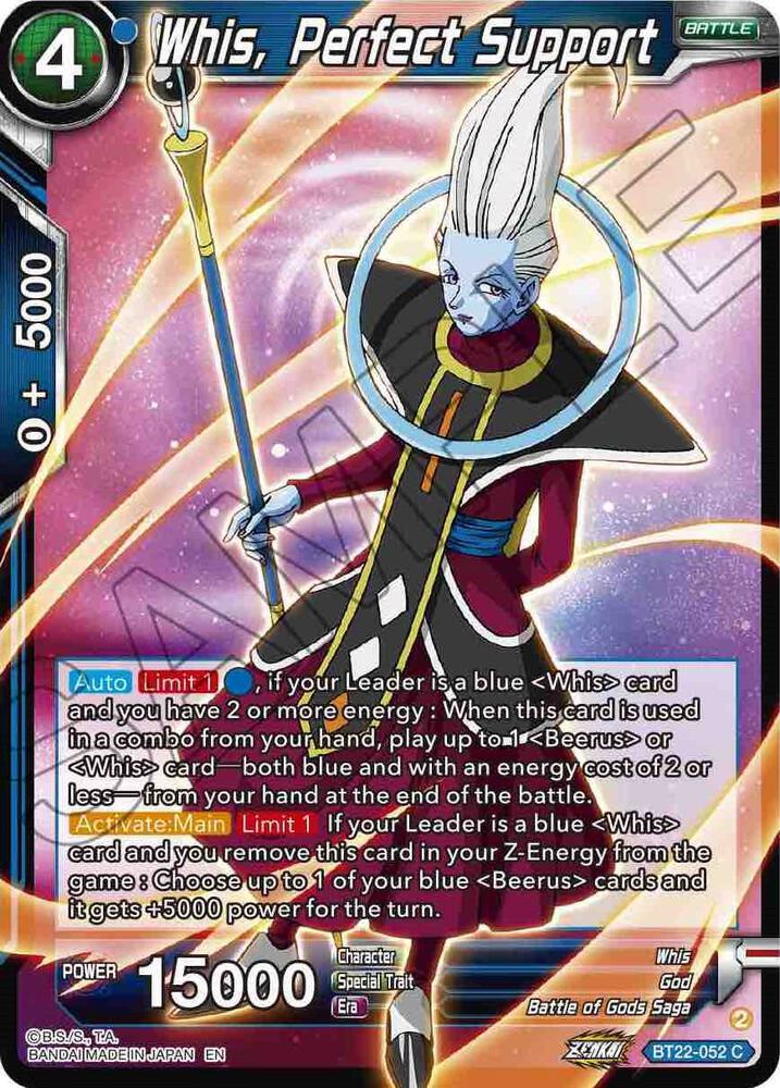 Whis Perfect Support Foil BT22-052 Critical Blow Dragonball Super card