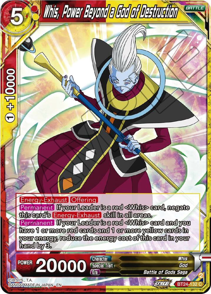 Whis Power Beyond a God of Destruction BT24-132 Beyond Generations Dragonball Super card