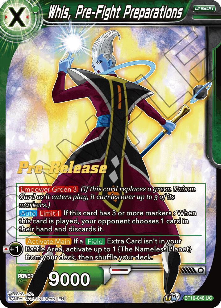 Whis Pre Fight Preparations BT16-048 Realm of the Gods Pre-Release Cards Dragonball Super card