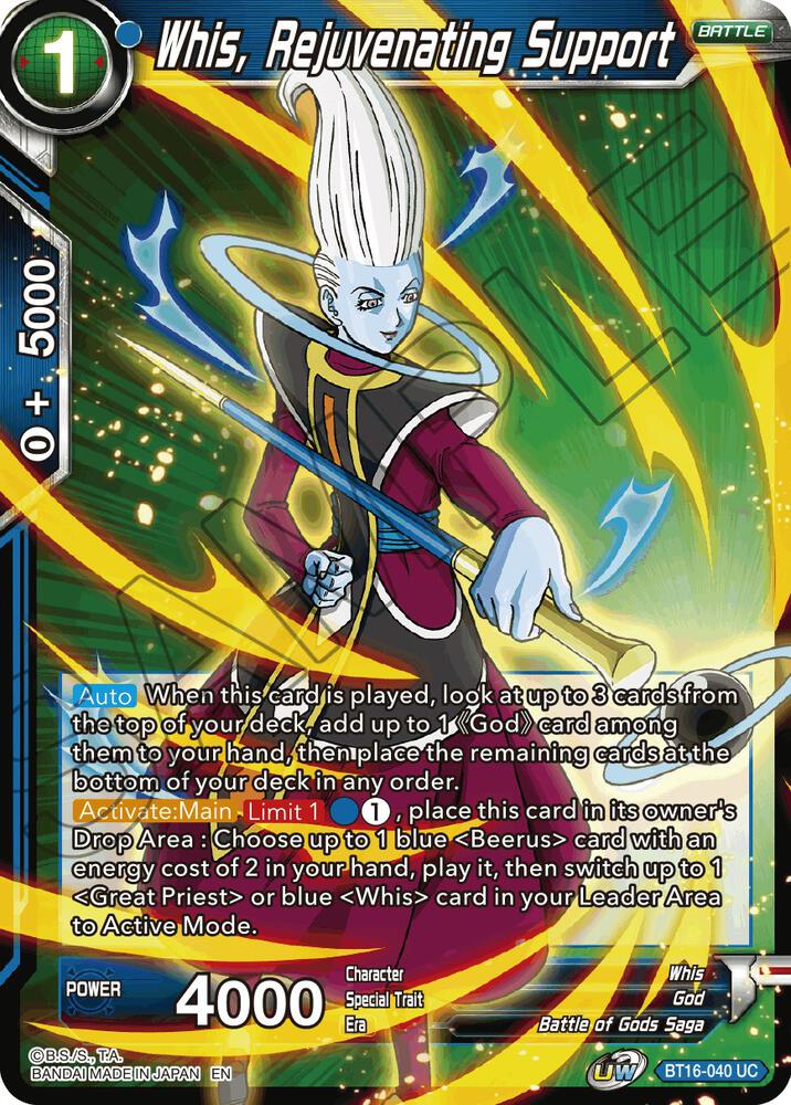 Whis Rejuvenating Support BT16-040 Realm of the Gods Dragonball Super card
