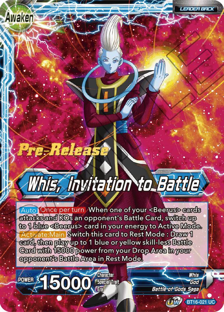 Whis Whis Invitation to Battle BT16-021 Realm of the Gods Pre-Release Cards Dragonball Super card