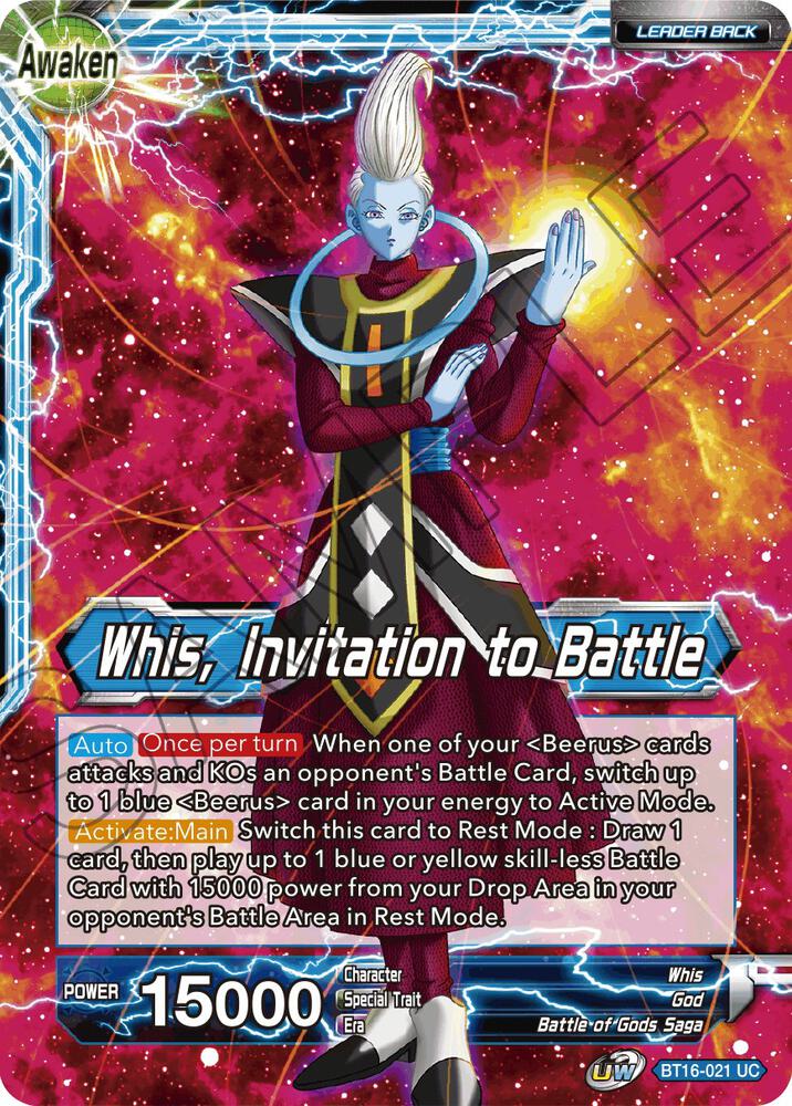 Whis Whis Invitation to Battle Foil BT16-021 Realm of the Gods Dragonball Super card