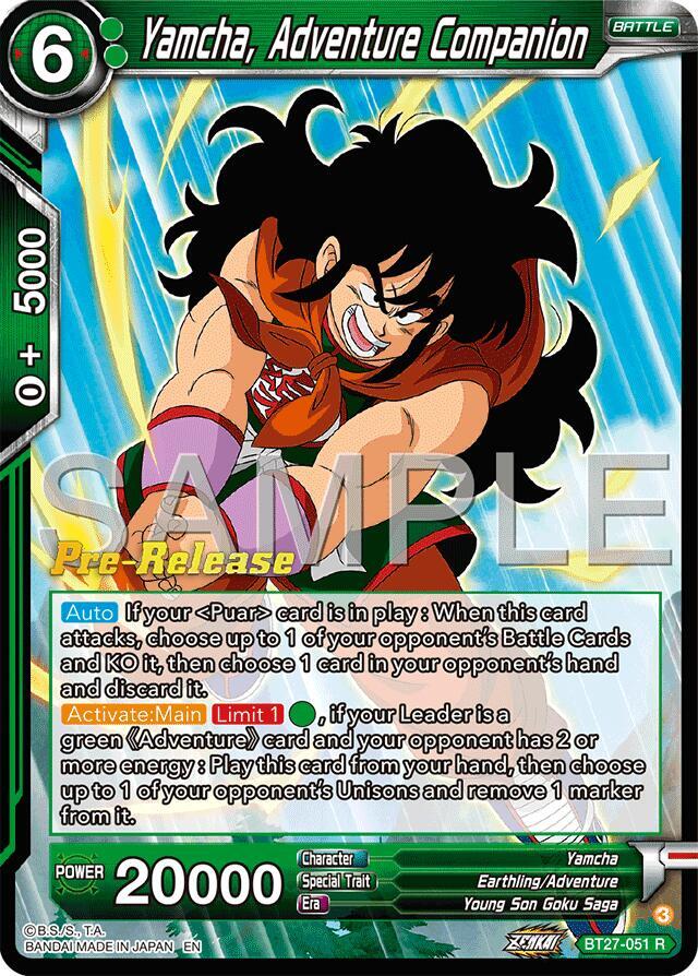Yamcha Adventure Companion BT27-051 History of Z Pre-Release Cards Dragonball Super card