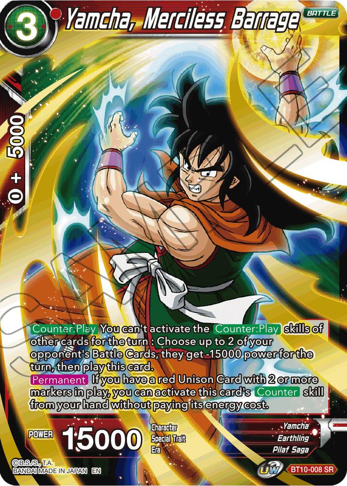 Yamcha Merciless Barrage BT10-008 Rise of the Unison Warrior Dragonball Super card