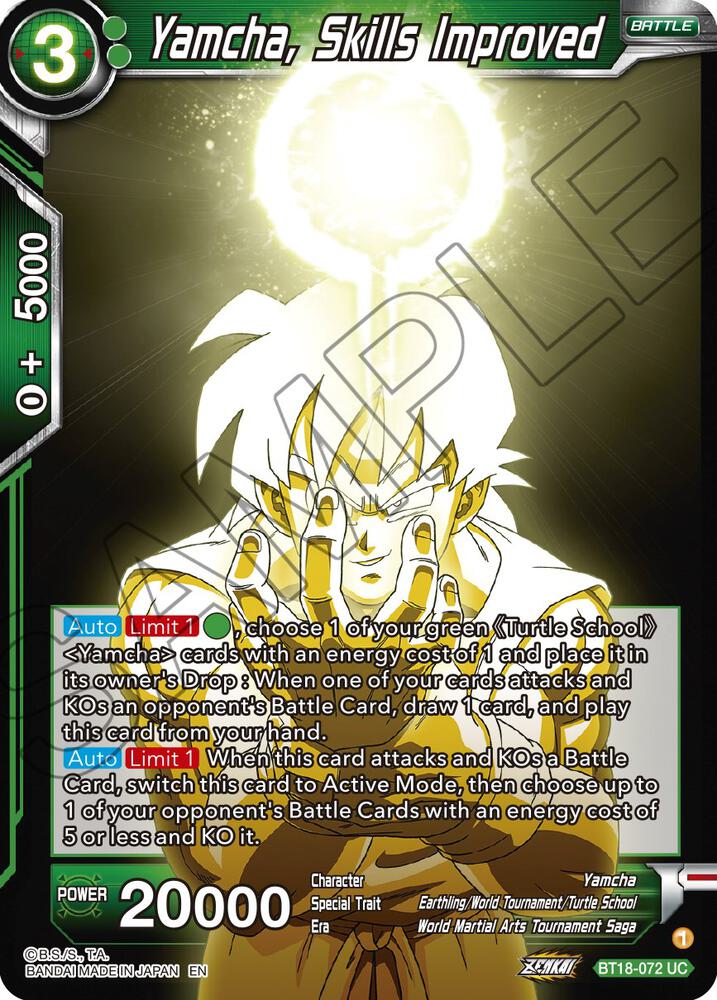 Yamcha Skills Improved BT18-072 Dawn of the Z-Legends Dragonball Super card