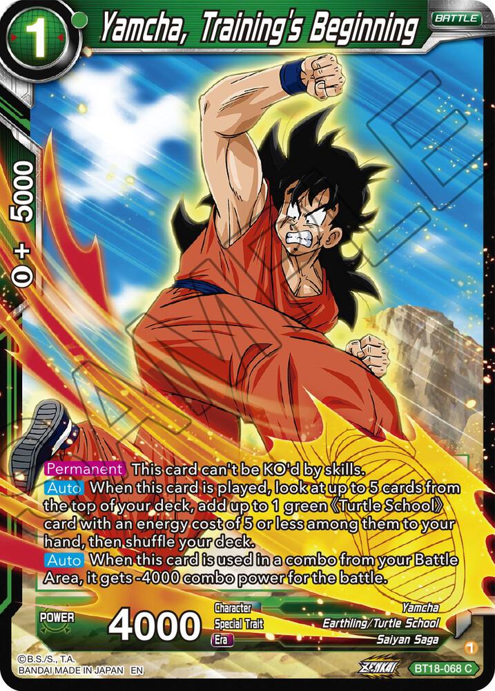 Yamcha Trainings Beginning Foil BT18-068 Dawn of the Z-Legends Dragonball Super card