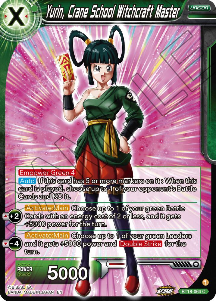 Yurin Crane School Witchcraft Master BT18-064 Dawn of the Z-Legends Dragonball Super card