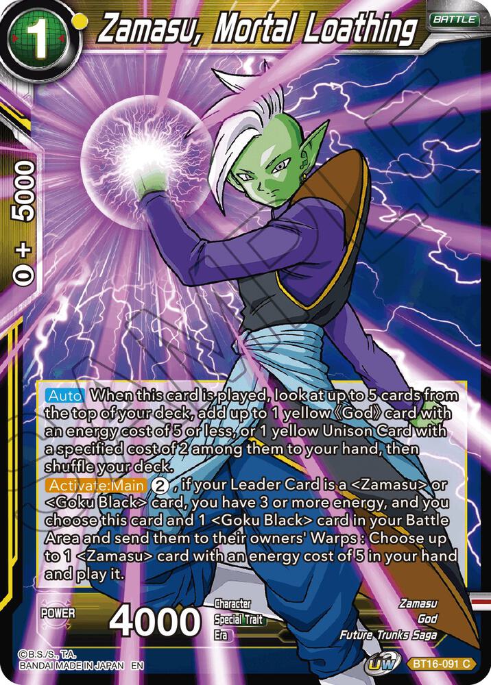 Zamasu Mortal Loathing BT16-091 Realm of the Gods Dragonball Super card