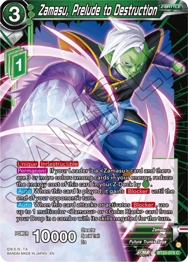 Zamasu Prelude to Destruction Foil BT23-075 Perfect Combination Dragonball Super card